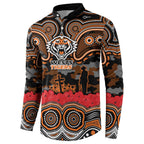 ANZAC Day Wests Tigers Button Sweatshirt Military Memorial Aboriginal Indigenous Art