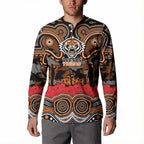 ANZAC Day Wests Tigers Button Sweatshirt Military Memorial Aboriginal Indigenous Art