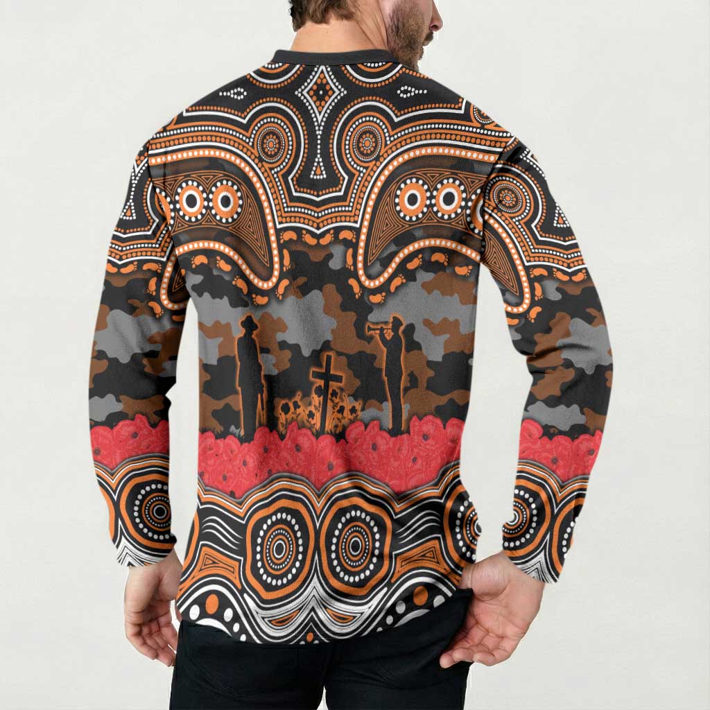 ANZAC Day Wests Tigers Button Sweatshirt Military Memorial Aboriginal Indigenous Art