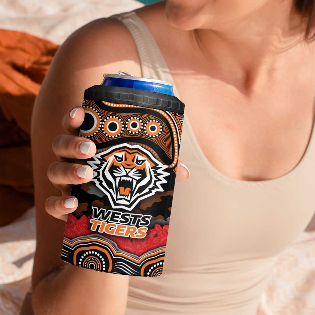ANZAC Day Wests Tigers 4 in 1 Can Cooler Tumbler Military Memorial Aboriginal Indigenous Art
