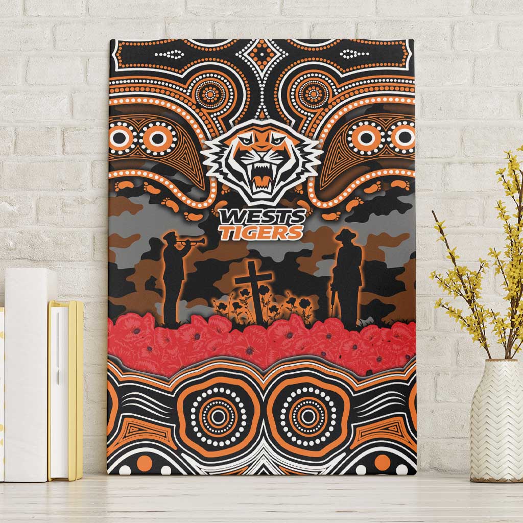 ANZAC Day Wests Tigers Canvas Wall Art Military Memorial Aboriginal Indigenous Art