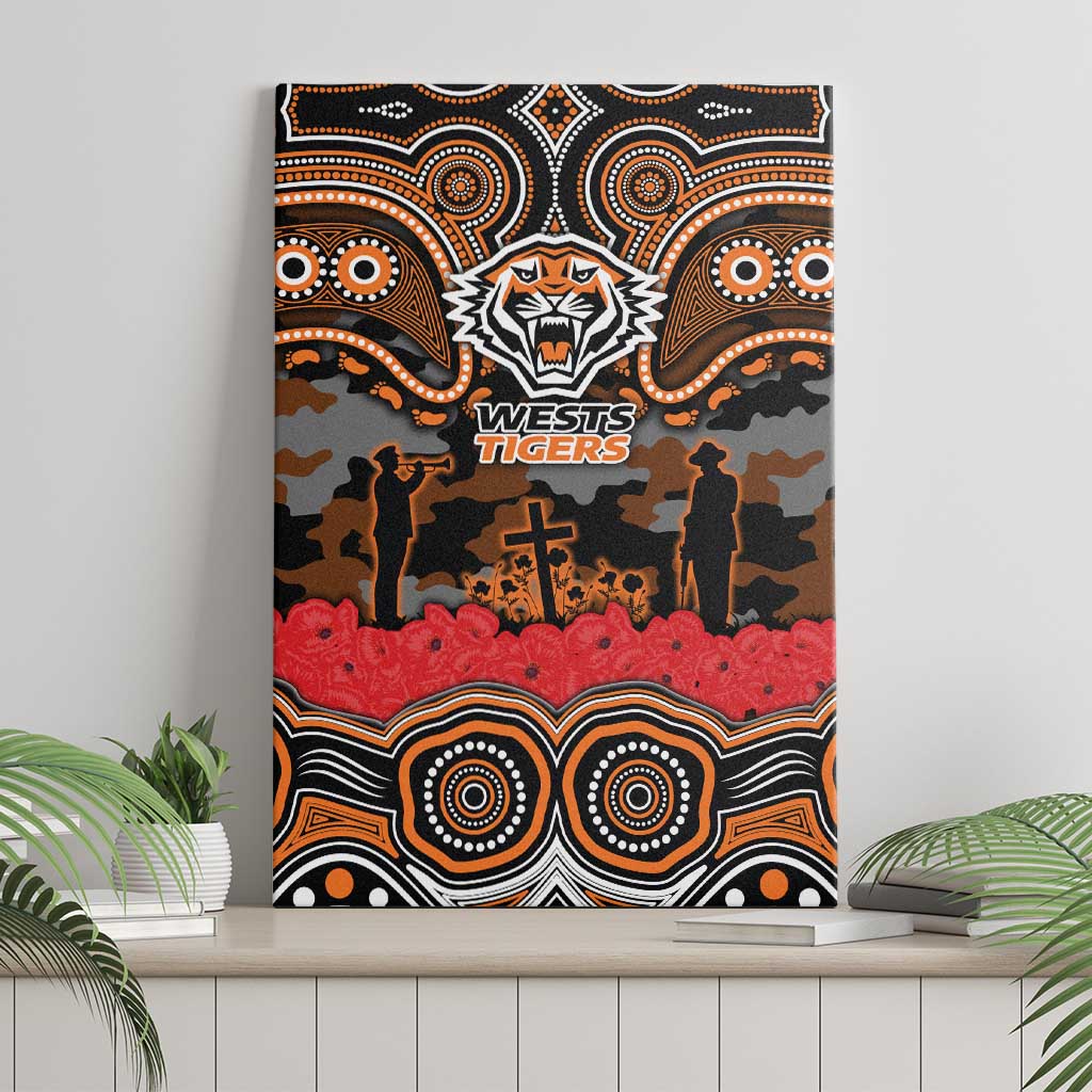 ANZAC Day Wests Tigers Canvas Wall Art Military Memorial Aboriginal Indigenous Art