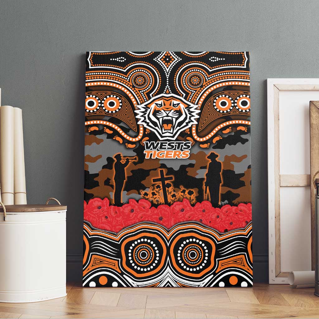 ANZAC Day Wests Tigers Canvas Wall Art Military Memorial Aboriginal Indigenous Art