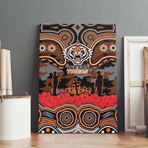 ANZAC Day Wests Tigers Canvas Wall Art Military Memorial Aboriginal Indigenous Art