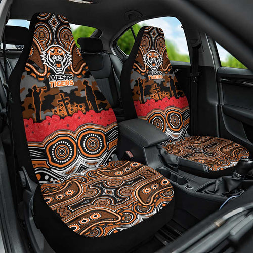 ANZAC Day Wests Tigers Car Seat Cover Military Memorial Aboriginal Indigenous Art
