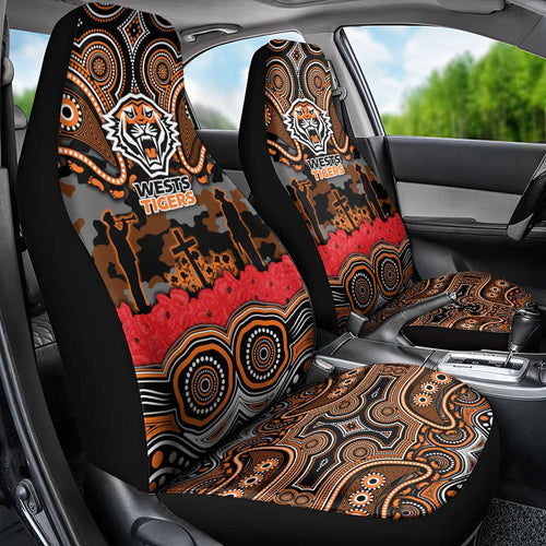 ANZAC Day Wests Tigers Car Seat Cover Military Memorial Aboriginal Indigenous Art