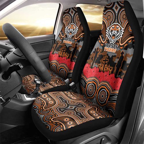 ANZAC Day Wests Tigers Car Seat Cover Military Memorial Aboriginal Indigenous Art