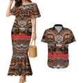 ANZAC Day Wests Tigers Couples Matching Mermaid Dress and Hawaiian Shirt Military Memorial Aboriginal Indigenous Art