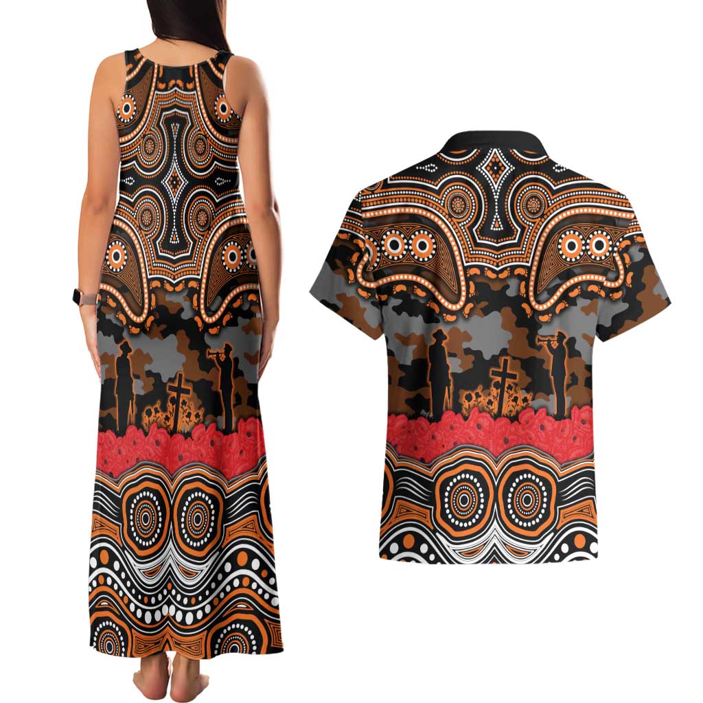 ANZAC Day Wests Tigers Couples Matching Tank Maxi Dress and Hawaiian Shirt Military Memorial Aboriginal Indigenous Art