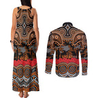 ANZAC Day Wests Tigers Couples Matching Tank Maxi Dress and Long Sleeve Button Shirt Military Memorial Aboriginal Indigenous Art