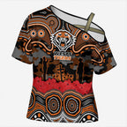 ANZAC Day Wests Tigers Cross Shoulder Shirt Military Memorial Aboriginal Indigenous Art