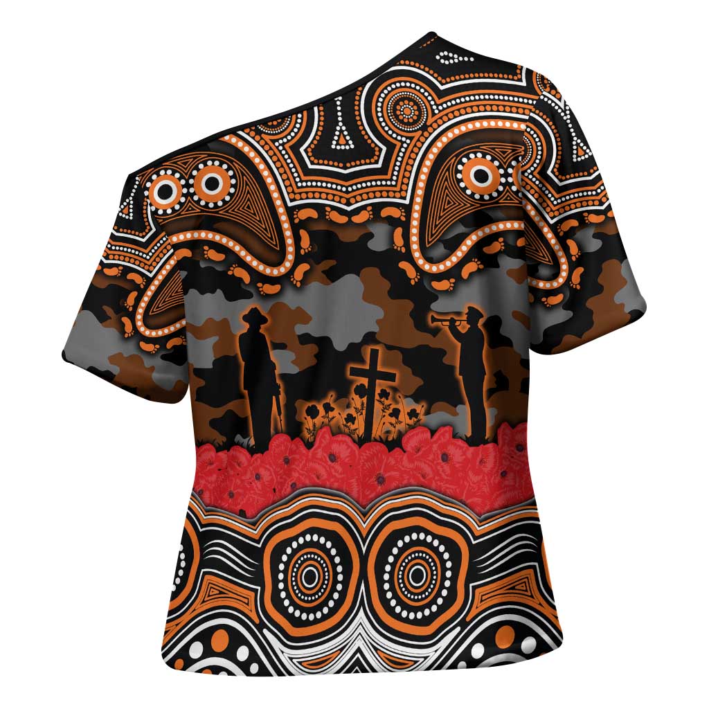 ANZAC Day Wests Tigers Cross Shoulder Shirt Military Memorial Aboriginal Indigenous Art