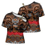 ANZAC Day Wests Tigers Cross Shoulder Shirt Military Memorial Aboriginal Indigenous Art