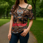 ANZAC Day Wests Tigers Cross Shoulder Shirt Military Memorial Aboriginal Indigenous Art