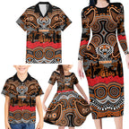 ANZAC Day Wests Tigers Family Matching Long Sleeve Bodycon Dress and Hawaiian Shirt Military Memorial Aboriginal Indigenous Art