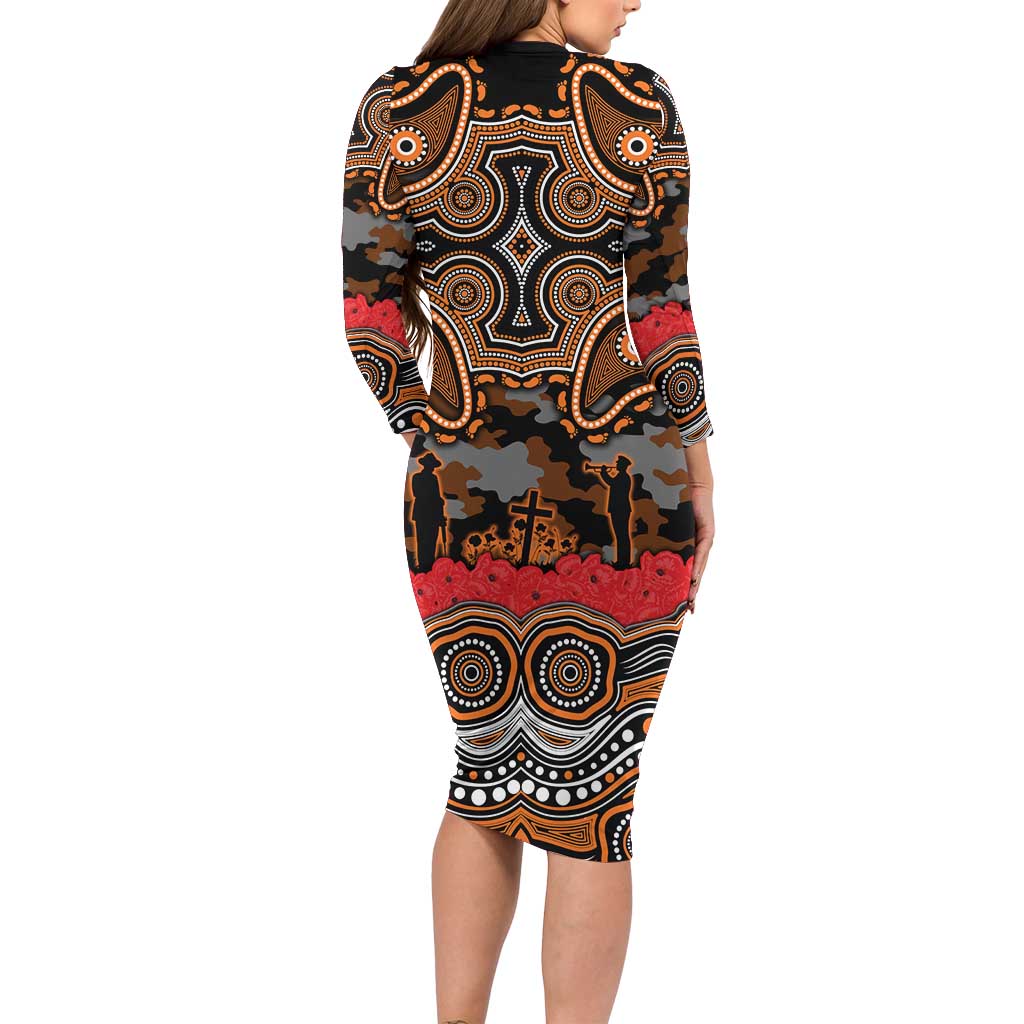 ANZAC Day Wests Tigers Family Matching Long Sleeve Bodycon Dress and Hawaiian Shirt Military Memorial Aboriginal Indigenous Art