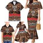 ANZAC Day Wests Tigers Family Matching Mermaid Dress and Hawaiian Shirt Military Memorial Aboriginal Indigenous Art