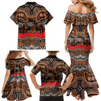 ANZAC Day Wests Tigers Family Matching Mermaid Dress and Hawaiian Shirt Military Memorial Aboriginal Indigenous Art
