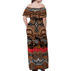 ANZAC Day Wests Tigers Family Matching Off Shoulder Maxi Dress and Hawaiian Shirt Military Memorial Aboriginal Indigenous Art