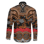 ANZAC Day Wests Tigers Family Matching Off Shoulder Short Dress and Hawaiian Shirt Military Memorial Aboriginal Indigenous Art