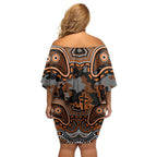 ANZAC Day Wests Tigers Family Matching Off Shoulder Short Dress and Hawaiian Shirt Military Memorial Aboriginal Indigenous Art