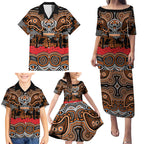 ANZAC Day Wests Tigers Family Matching Puletasi and Hawaiian Shirt Military Memorial Aboriginal Indigenous Art