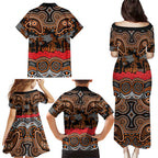ANZAC Day Wests Tigers Family Matching Puletasi and Hawaiian Shirt Military Memorial Aboriginal Indigenous Art