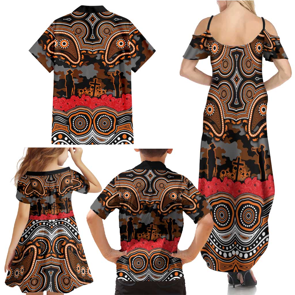 ANZAC Day Wests Tigers Family Matching Summer Maxi Dress and Hawaiian Shirt Military Memorial Aboriginal Indigenous Art
