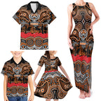 ANZAC Day Wests Tigers Family Matching Tank Maxi Dress and Hawaiian Shirt Military Memorial Aboriginal Indigenous Art