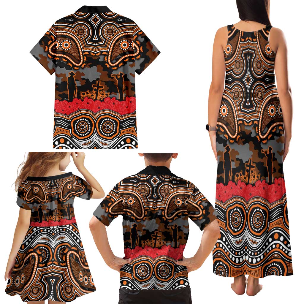 ANZAC Day Wests Tigers Family Matching Tank Maxi Dress and Hawaiian Shirt Military Memorial Aboriginal Indigenous Art
