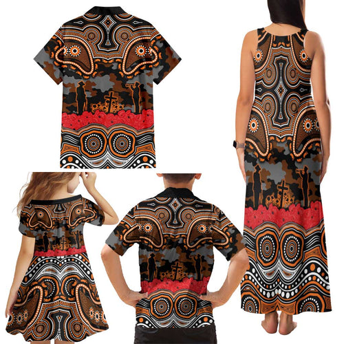 ANZAC Day Wests Tigers Family Matching Tank Maxi Dress and Hawaiian Shirt Military Memorial Aboriginal Indigenous Art