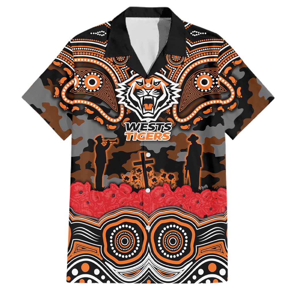 ANZAC Day Wests Tigers Family Matching Tank Maxi Dress and Hawaiian Shirt Military Memorial Aboriginal Indigenous Art