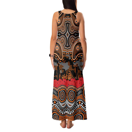 ANZAC Day Wests Tigers Family Matching Tank Maxi Dress and Hawaiian Shirt Military Memorial Aboriginal Indigenous Art