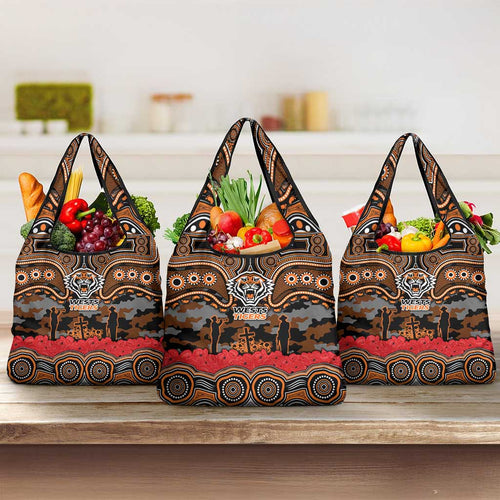 ANZAC Day Wests Tigers Grocery Bag Military Memorial Aboriginal Indigenous Art