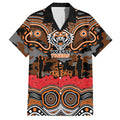 ANZAC Day Wests Tigers Hawaiian Shirt Military Memorial Aboriginal Indigenous Art