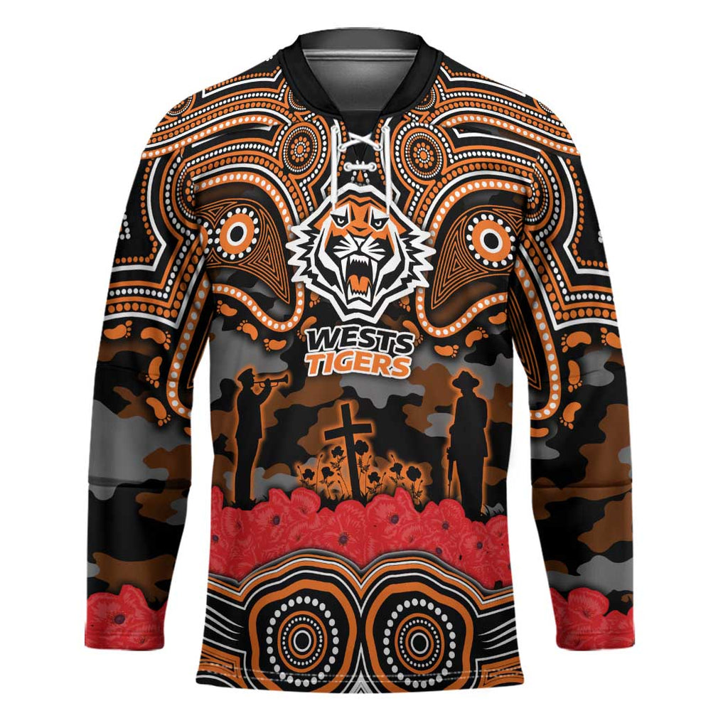 ANZAC Day Wests Tigers Hockey Jersey Military Memorial Aboriginal Indigenous Art