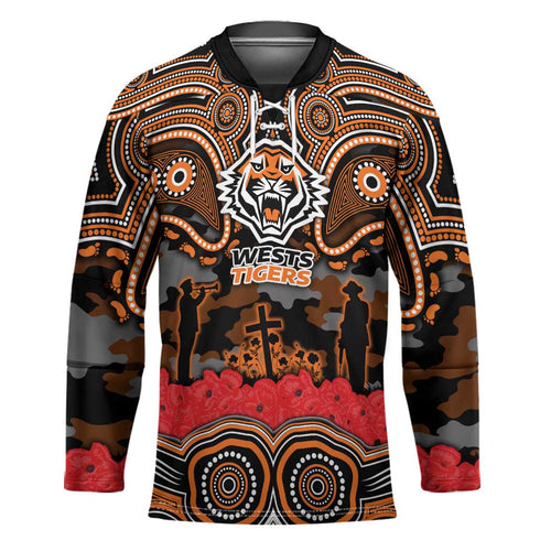 ANZAC Day Wests Tigers Hockey Jersey Military Memorial Aboriginal Indigenous Art