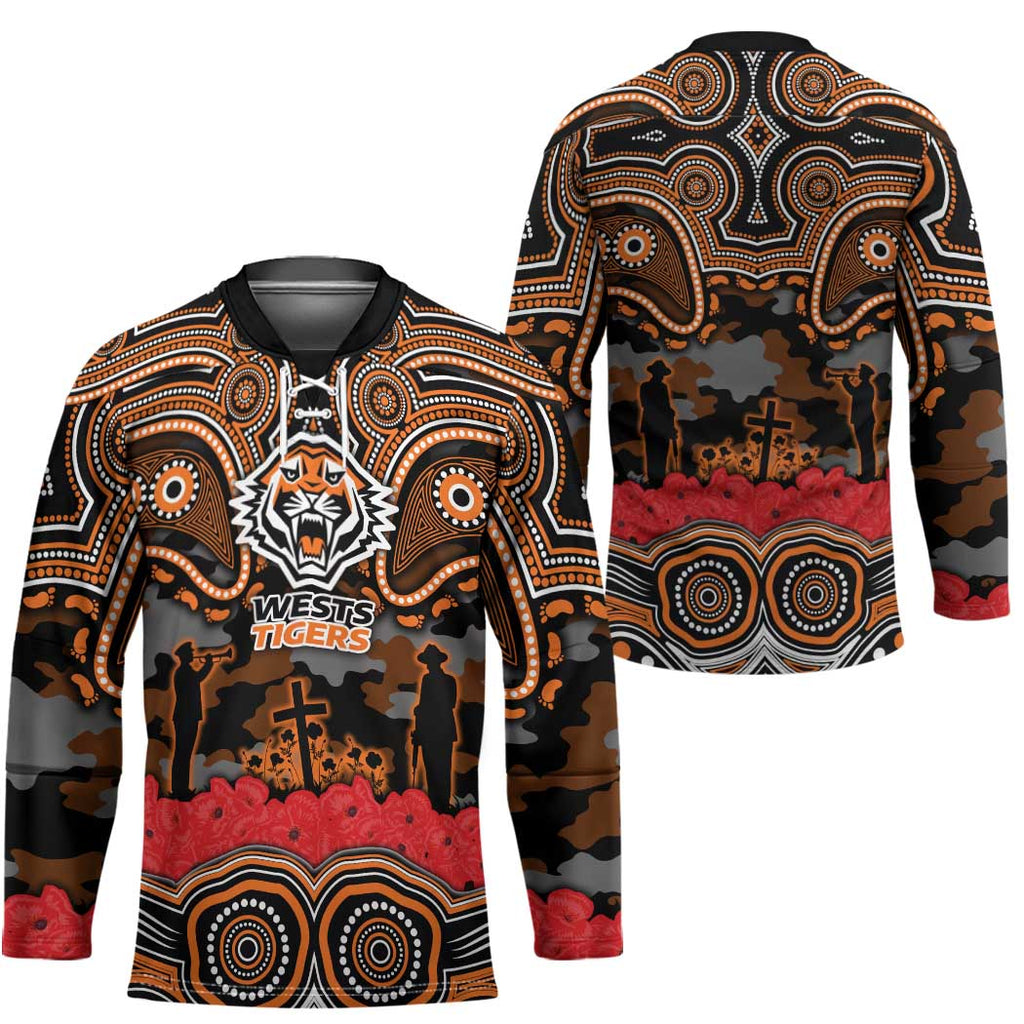 ANZAC Day Wests Tigers Hockey Jersey Military Memorial Aboriginal Indigenous Art