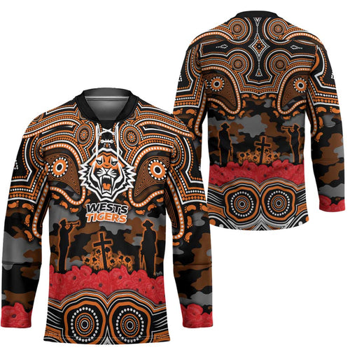 ANZAC Day Wests Tigers Hockey Jersey Military Memorial Aboriginal Indigenous Art