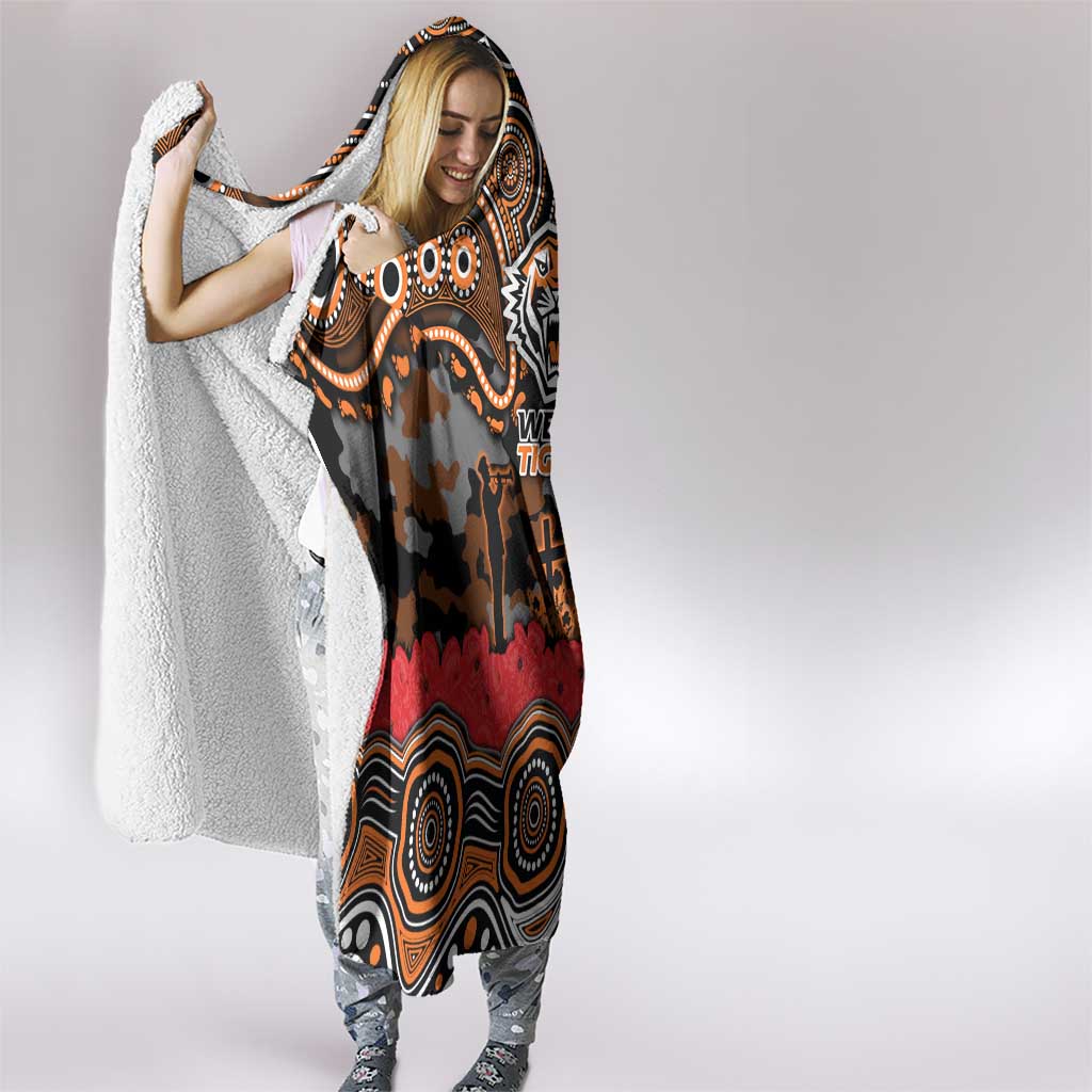 ANZAC Day Wests Tigers Hooded Blanket Military Memorial Aboriginal Indigenous Art