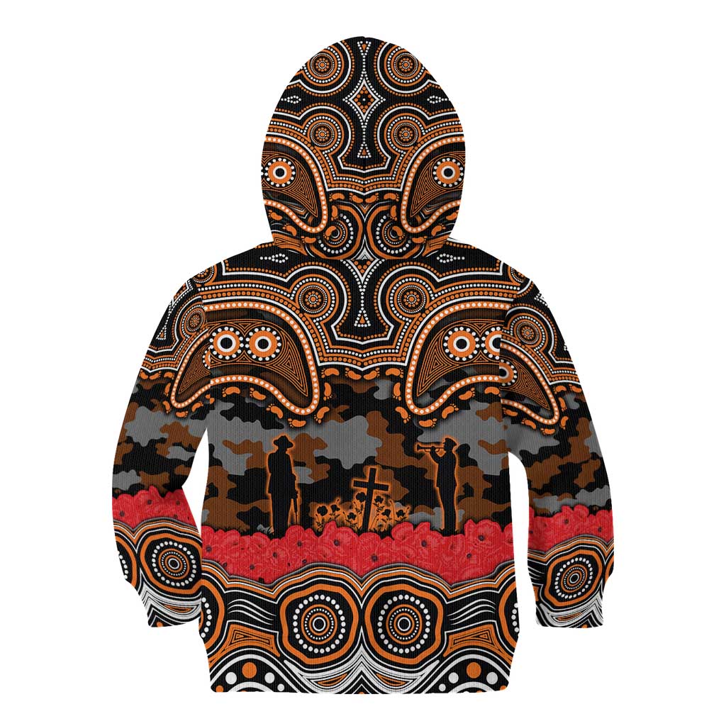 ANZAC Day Wests Tigers Kid Hoodie Military Memorial Aboriginal Indigenous Art