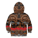 ANZAC Day Wests Tigers Kid Hoodie Military Memorial Aboriginal Indigenous Art