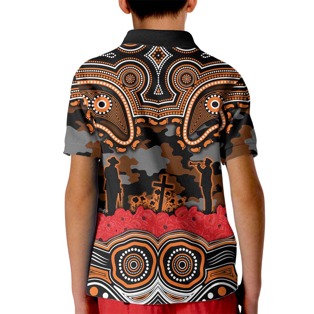 ANZAC Day Wests Tigers Kid Polo Shirt Military Memorial Aboriginal Indigenous Art