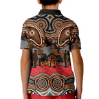 ANZAC Day Wests Tigers Kid Polo Shirt Military Memorial Aboriginal Indigenous Art