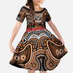 ANZAC Day Wests Tigers Kid Short Sleeve Dress Military Memorial Aboriginal Indigenous Art