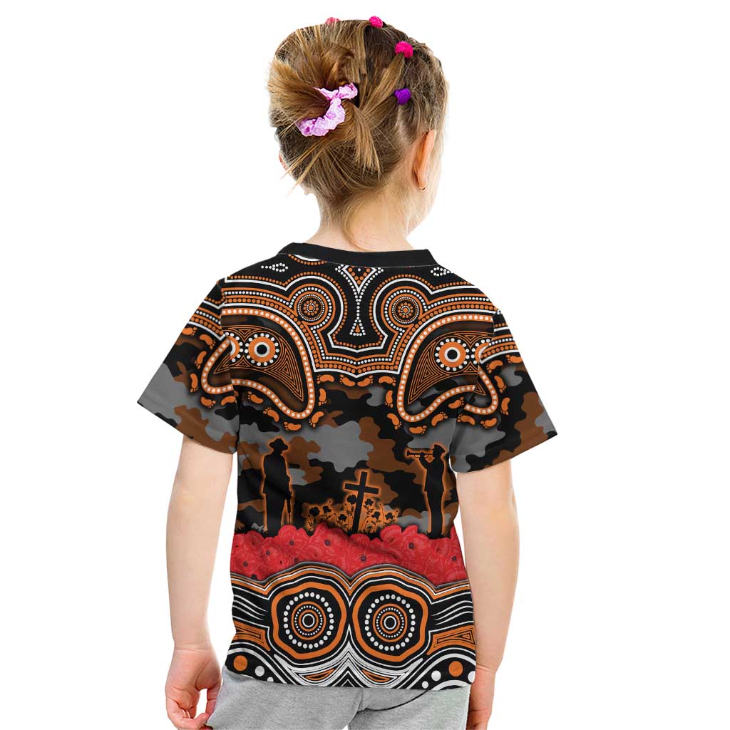 ANZAC Day Wests Tigers Kid T Shirt Military Memorial Aboriginal Indigenous Art
