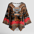 ANZAC Day Wests Tigers Kimono Sleeve Blouse Military Memorial Aboriginal Indigenous Art