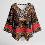 ANZAC Day Wests Tigers Kimono Sleeve Blouse Military Memorial Aboriginal Indigenous Art