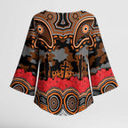 ANZAC Day Wests Tigers Kimono Sleeve Blouse Military Memorial Aboriginal Indigenous Art