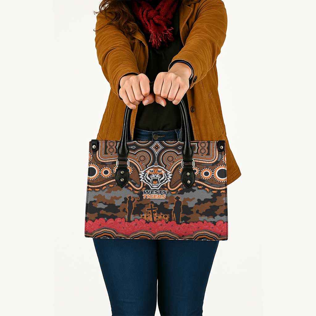 ANZAC Day Wests Tigers Leather Bag Military Memorial Aboriginal Indigenous Art